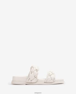 άσπρο 84Z4P390 γυναίκες Unisa πέδιλο με πλεγμένες τιράντες