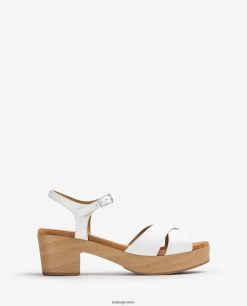 άσπρο 84Z4P406 γυναίκες Unisa μεσαίου ύψους δερμάτινο σανδάλι με τακούνι