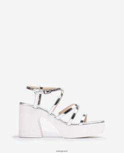 ασήμι 84Z4P238 γυναίκες Unisa πέδιλο με μπλοκ τακούνι και λεπτές τιράντες