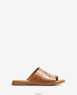 καφέ 84Z4P1260 γυναίκες Unisa φλατ δερμάτινα mule σανδάλια