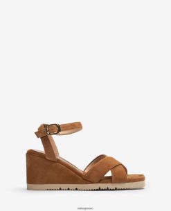 καφέ 84Z4P171 γυναίκες Unisa σανδάλι με σφήνα τακούνι και σόλα με επένδυση