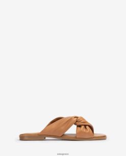 καφέ 84Z4P63 γυναίκες Unisa flat πέδιλο crossover με λουράκι