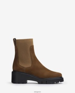 καφέ 84Z4P920 γυναίκες Unisa σουέντ μποτάκι με ελαστικό ύφασμα