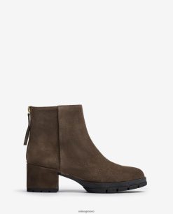 καφέ 84Z4P923 γυναίκες Unisa δερμάτινα μποτάκια με φερμουάρ