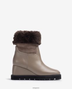 καφέ 84Z4P963 γυναίκες Unisa μποτάκι με σφήνα και ζεστή φόδρα