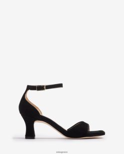 μαύρος 84Z4P194 γυναίκες Unisa σουέντ πέδιλο με μεσαίο τακούνι