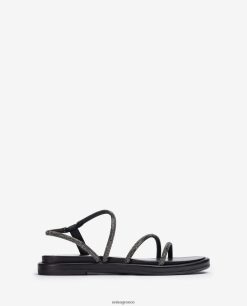 μαύρος 84Z4P25 γυναίκες Unisa φλατ σανδάλι με γκλίτερ