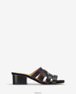 μαύρος 84Z4P303 γυναίκες Unisa φαρδύ vamp σανδάλι με διακοσμητικές διατρήσεις