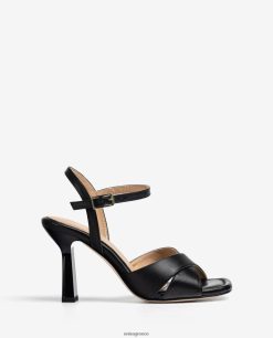 μαύρος 84Z4P338 γυναίκες Unisa σανδάλια σταυρωτά δερμάτινα λουριά