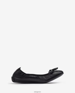 μαύρος 84Z4P643 γυναίκες Unisa δερμάτινη μπαλαρίνα με φιόγκο