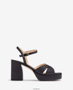 μαύρος 84Z4P69 γυναίκες Unisa σανδάλι με φαρδύ τακούνι