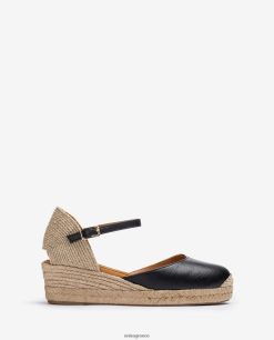 μαύρος 84Z4P795 γυναίκες Unisa Εσπαντρίγια vamp-heel από δέρμα