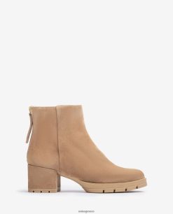 μπεζ 84Z4P921 γυναίκες Unisa δερμάτινα μποτάκια με φερμουάρ