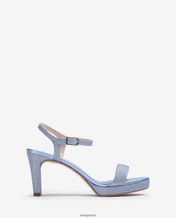 μπλε 84Z4P272 γυναίκες Unisa γυαλιστερό υφασμάτινο σανδάλι
