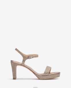 μπρούντζος 84Z4P273 γυναίκες Unisa γυαλιστερό υφασμάτινο σανδάλι