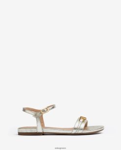 μόδα 84Z4P421 γυναίκες Unisa γυαλιστερό εφέ δερμάτινα φλατ σανδάλια