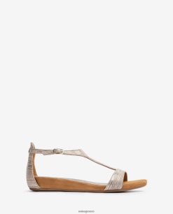 μόδα 84Z4P450 γυναίκες Unisa Δερμάτινα σανδάλια σε μεταλλικό εφέ με λουράκι