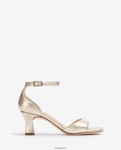 χαριτωμένος 84Z4P197 γυναίκες Unisa Δερμάτινο πέδιλο σε μεταλλικό αποτέλεσμα με μεσαίο τακούνι