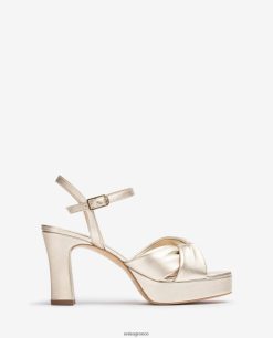 χρυσός 84Z4P17 γυναίκες Unisa πέδιλο με φαρδιές τιράντες crossover