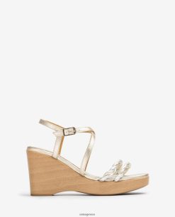 χρυσός 84Z4P246 γυναίκες Unisa δερμάτινο πέδιλο με μεταλλικό αποτέλεσμα