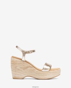 χρυσός 84Z4P281 γυναίκες Unisa πέδιλο σε μεταλλικό αποτέλεσμα με μπλοκ